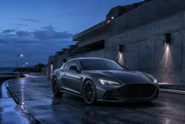 A sports car at blue hour